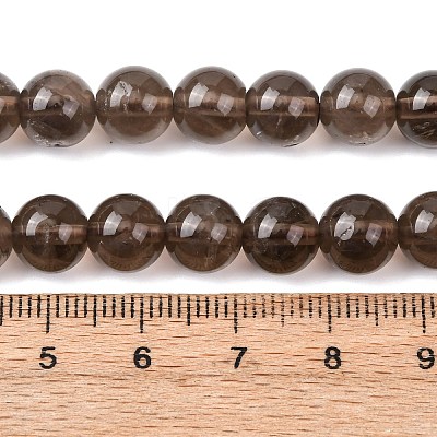 Natural Smoky Quartz Round Beads Strands G-E329-8mm-38C-1