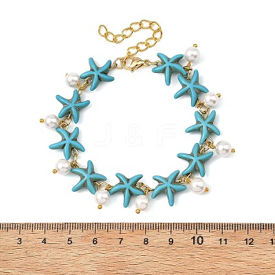 Round Shell Pearl Beads Charm Bracelets BJEW-JB14133-01-1