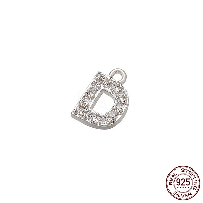 Real Platinum Plated Rhodium Plated 925 Sterling Silver Micro Pave Clear Cubic Zirconia Charms STER-P054-10P-D-1