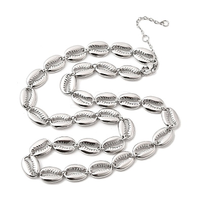 Ocean Beach 304 Stainless Steel Shell Shape Link Chain Necklaces for Women STAS-H258-01P-1