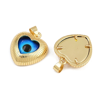 Eye Theme Brass Glass Pendants KK-L244-03G-01-1