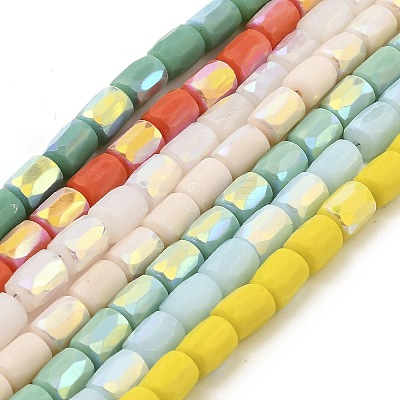 Frosted Opaque Glass Beads Strands GLAA-P058-07B-1