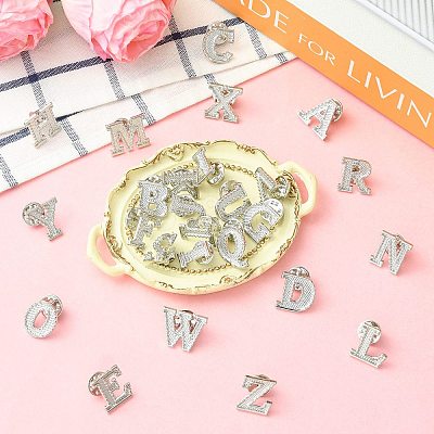 26Pcs Letter A~Z Alloy Lapel Pin Backs JEWB-CJZ0001-03P-1