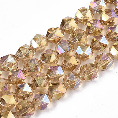 Electroplate Transparent Glass Beads Strands EGLA-T019-06A-1