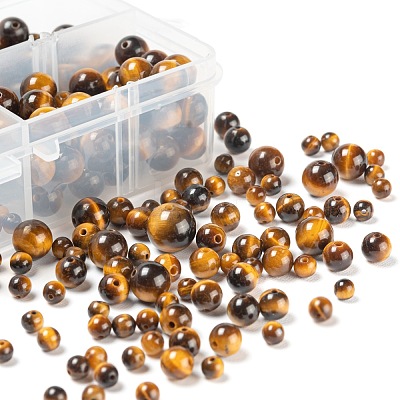 340Pcs 4 Style Grade A+ Natural Tiger Eye Beads G-LS0001-50-1