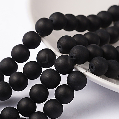 Baking Paint Frosted Glass Bead Strands X-GLAA-S031-8mm-38-1