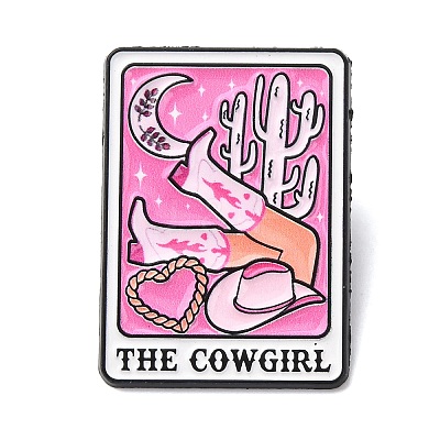 Rectangle with The Cowgirl Enamel Pins JEWB-A038-03EB-1