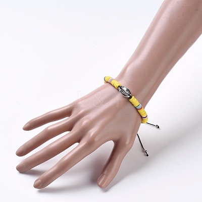 Handmade Polymer Clay Braided Beads Bracelets BJEW-JB05054-04-1