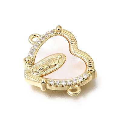 Virgin Mary Theme Brass Micro Pave Clear Cubic Zirconia Connector Charms CU-CBAF50C-05A-G-1