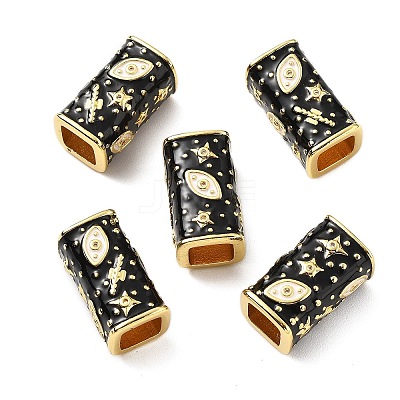 Brass Micro Pave Clear Cubic Zirconia Rectangle European Beads KK-Z114-15G-A-1