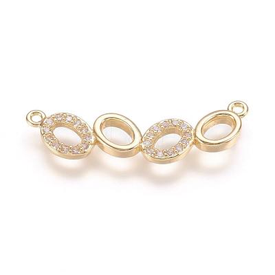Brass Micro Pave Cubic Zirconia Links ZIRC-E124-14G-1