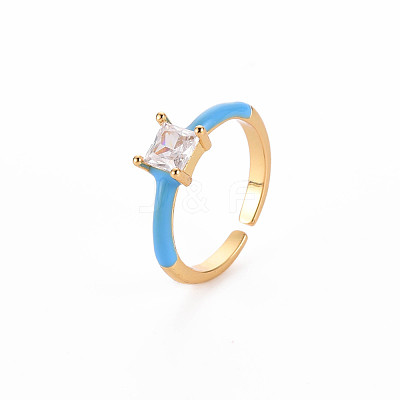 Brass Enamel Cuff Rings RJEW-T016-32F-NF-1