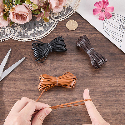 3Pcs 3 Colors Flat PU Leather Cord OCOR-CL0001-15B-1