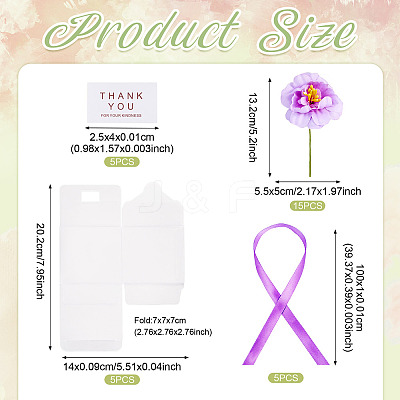 Clear PVC Candy Gift Packaging Boxes with Ribbon & Artificial Flower CON-TAC0001-20E-1
