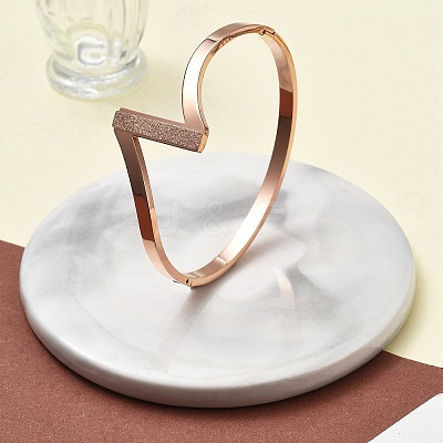 Ion Plating(IP) 304 Stainless Steel Hinged Bangles for Women BJEW-A011-20RG-1