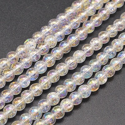 Electroplate Synthetic Crackle Quartz Bead Strands EGLA-J067-6mm-AB01-1