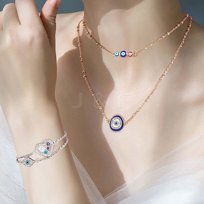 20Pcs Eye Enamel Charm Connector Flat Round Evil Eye Charm Assorted Evil Eye Connector for Jewelry Necklace Bracelet Earring Making Crafts JX222A-1