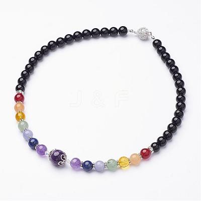Natural Amethyst and Mixed Gemstone Beaded Necklaces NJEW-JN01753-03-1