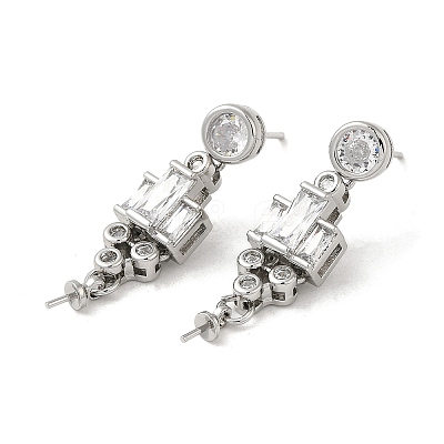 Brass Micro Pave Cubic Zirconia Stud Earring Findings KK-M270-29P-1