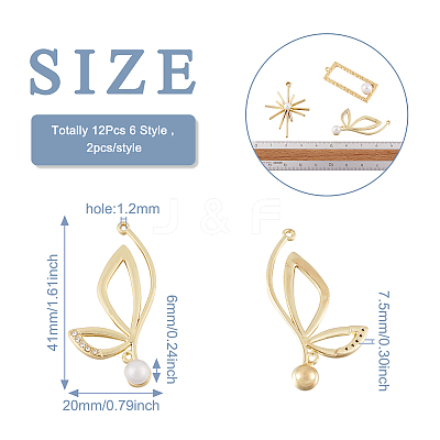 12Pcs 6 Style Alloy Pendants FIND-CW0001-15-1