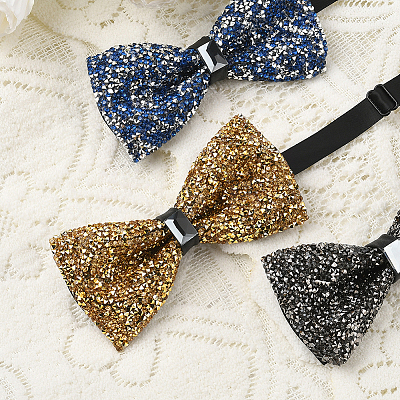 1Pc Polyester with Rhinestone Bow Ties for Bridegroom AJEW-SP0003-32B-1