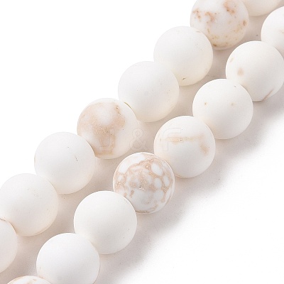 Natural Magnesite Round Bead Strands G-L358-6mm-02-1