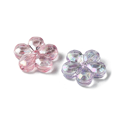 UV Plating Iridescent Transparent Acrylic Beads OACR-O006-07B-1