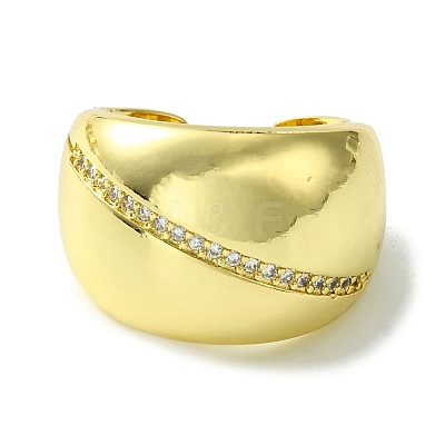 Brass Micro Pave Cubic Zirconia Open Cuff Ring RJEW-K256-18G-1