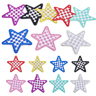 8Pcs 2 Styles Star with Lattice Computerized Embroidery Polyester Iron on/Sew on Patches PATC-TAC0001-28-1