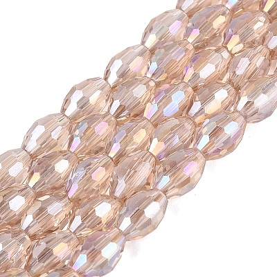 Electroplate Transparent Glass Beads Strands GL-N002-01A-A06-1