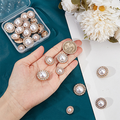 24Pcs 4 Styles 1-Hole Alloy Rhinestone Shank Buttons BUTT-NB0001-73-1
