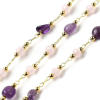 Handmade Natural Amethyst Nuggets Beaded Chains CHC-F020-06G-01-1