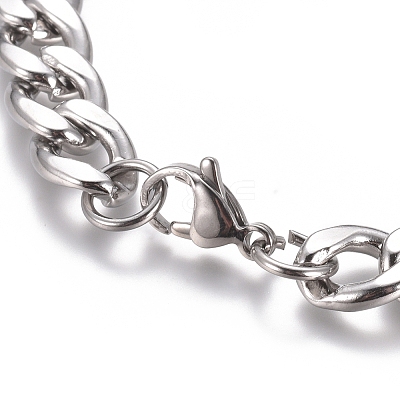 Tarnish Resistant Unisex 304 Stainless Steel Curb Chain/Twisted Chain Bracelets STAS-D0002-38P-1