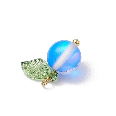 Dyed Frosted Synthetic Moonstone Round Charms PALLOY-TA00253-1