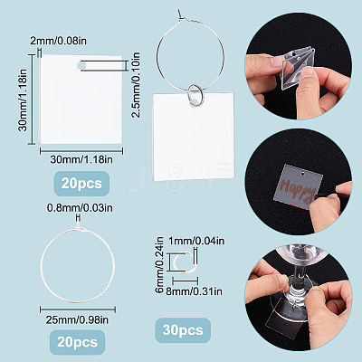 DIY Blank Wine Glass Charm Making Kit DIY-SC0023-79A-1