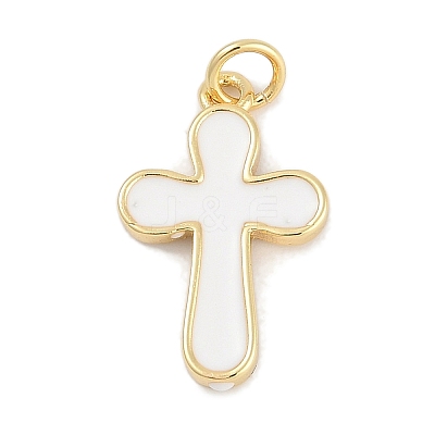 Brass Enamel Pendants KK-Q028-68G-01-1