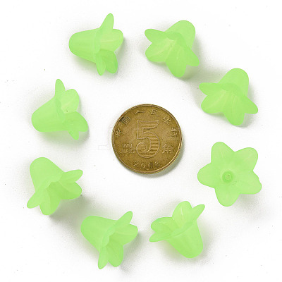 Green Frosted Transparent Acrylic Flower Beads X-PLF018-05-1