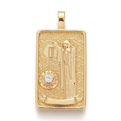 Brass Micro Pave Clear Cubic Zirconia Pendants ZIRC-Z004-01N-1