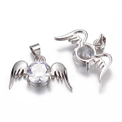 Brass Cubic Zirconia Pendant ZIRC-P016-44P-1