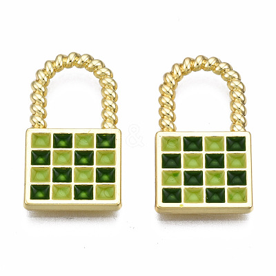 Rack Plating Alloy Checkerboard Pendants PALLOY-S132-255B-RS-1