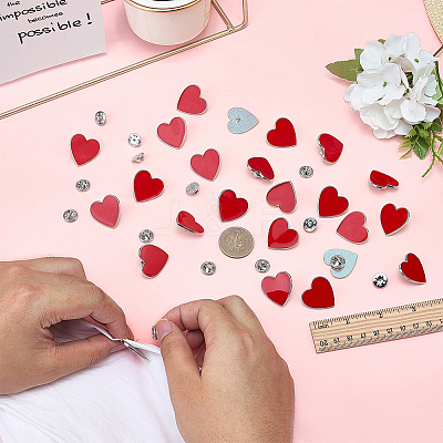 24Pcs Heart Enamel Pins JEWB-FG0001-63-1