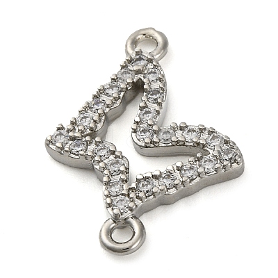 Brass Micro Pave Clear Cubic Zirconia Butterfly Links Connector Charms KK-A230-03C-P-1