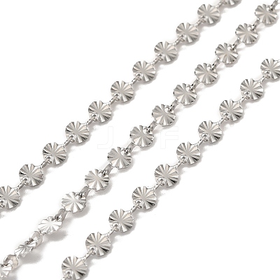 Tarnish Resistant 304 Stainless Steel Flower Link Chains STAS-B041-08P-1