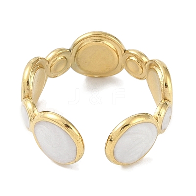 Ion Plating(IP) 304 Stainless Steel Enamel Cuff Finger Rings X-RJEW-L107-038G-01-1
