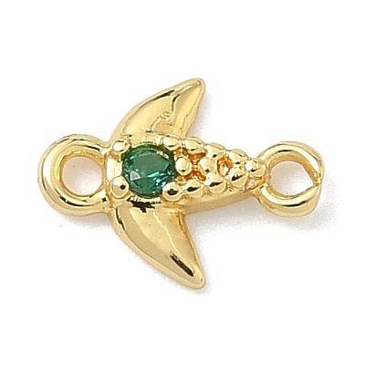 Brass Pave Cubic Zirconia Fish Connector Charms KK-G548-17G-1