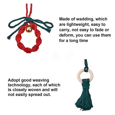 2 Sets 2 Style Christmas Theme Cotton Weave Pendant Decorations Sets HJEW-CF0001-11-1