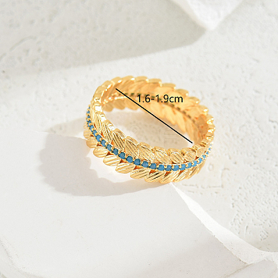 Exquisite Fashion Ears of Wheat Brass Micro Pave Cubic Zirconia Ring for Women Party Gift OI8891-1-1