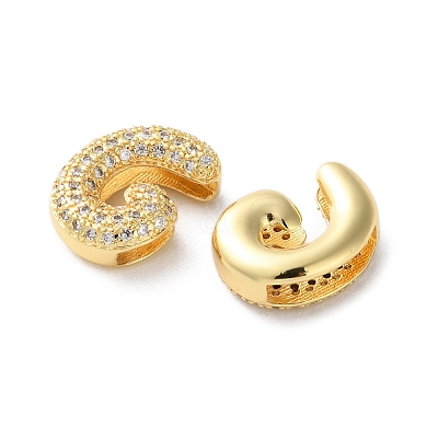Rack Plating Brass Micro Pave Cubic Zirconia Slide Charms KK-C084-34G-G-1