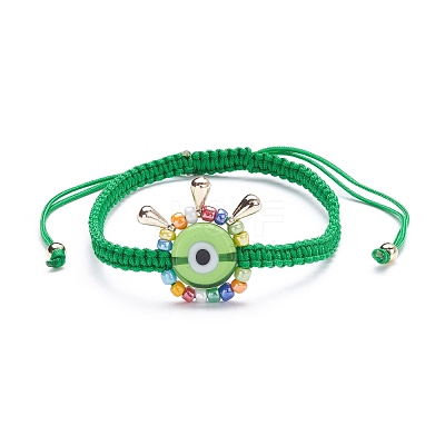 Big Evil Eye Braided Bead Bracelet BJEW-JB07109-1
