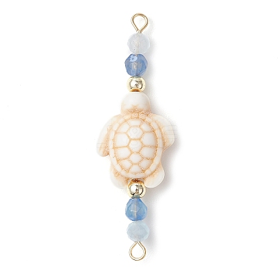 4Pcs 4 Colors Summer Beach Dyed Synthetic Turquoise Connector Charms PALLOY-JF03746-03-1